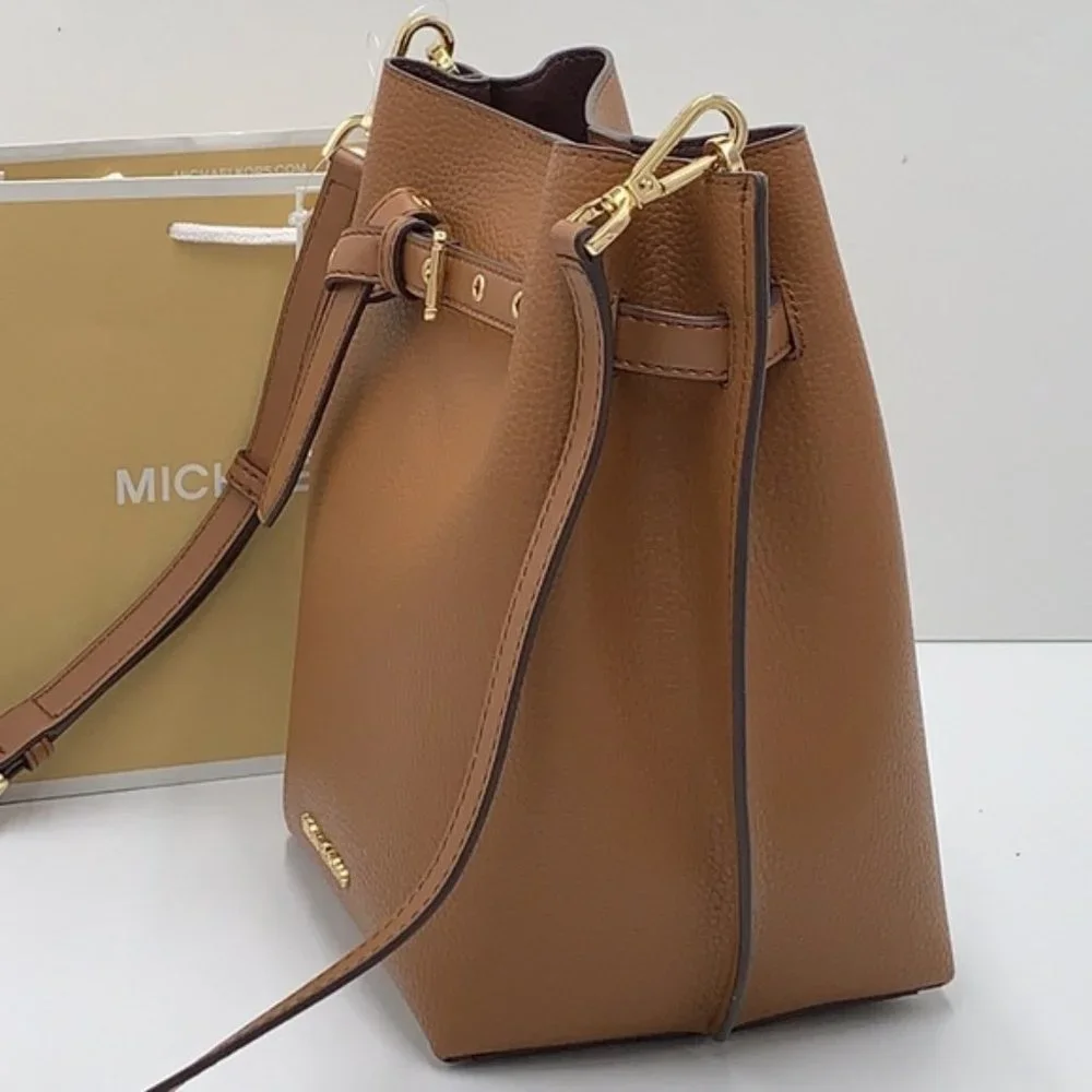 Michael Kors Emilia Small Bucket Bag Messenger Leather Luggage - Picture 5 of 15